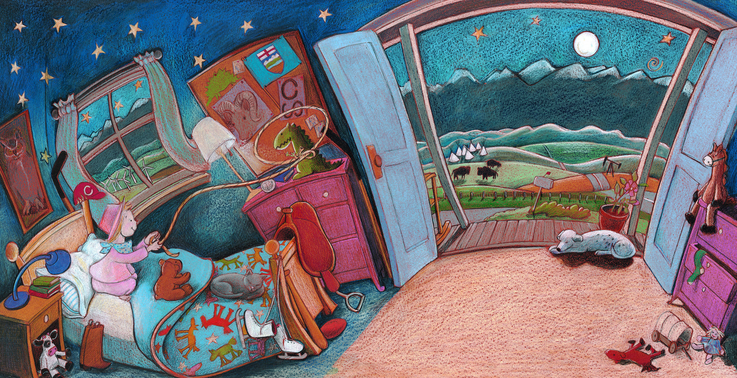 Original Art - Goodnight, Canada - Goodnight, Alberta! 18.5x9.5in 47x24cm