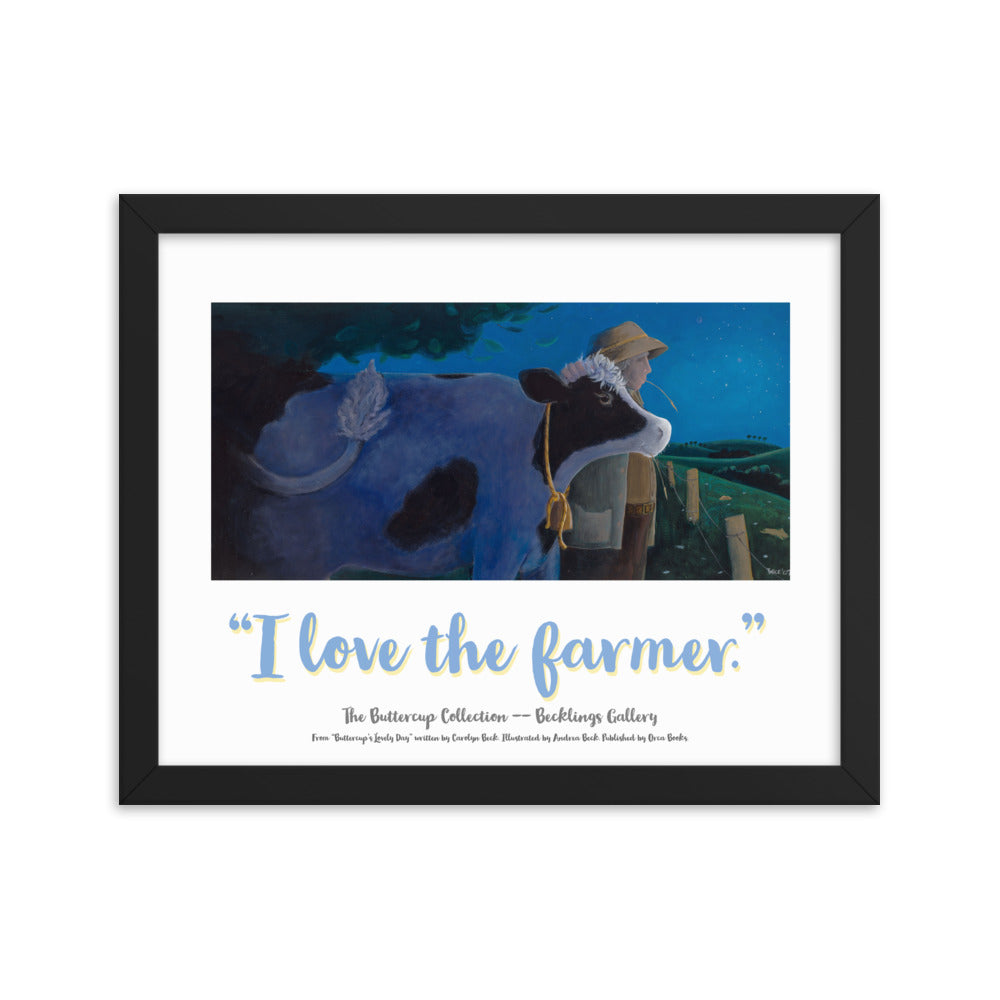 Mindfulness poster for children or adults featuring Buttercup a Loving Cow and her Farmer