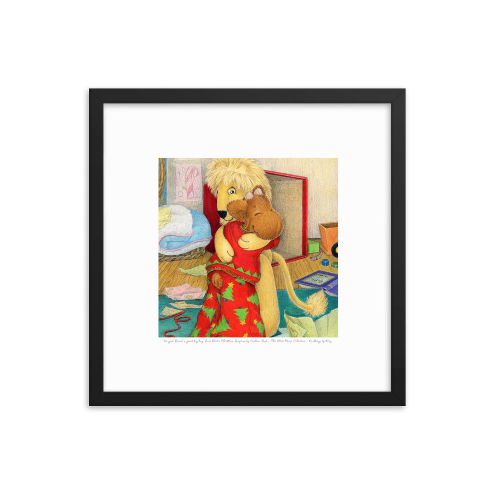 Elliot Print Framed - Elliot's Christmas Surprise - "A great big hug" $78+