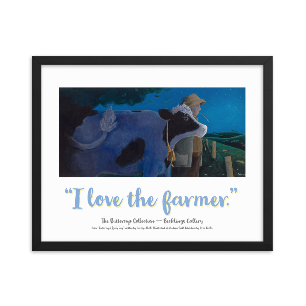 Mindfulness poster for children or adults featuring Buttercup a Loving Cow and her Farmer