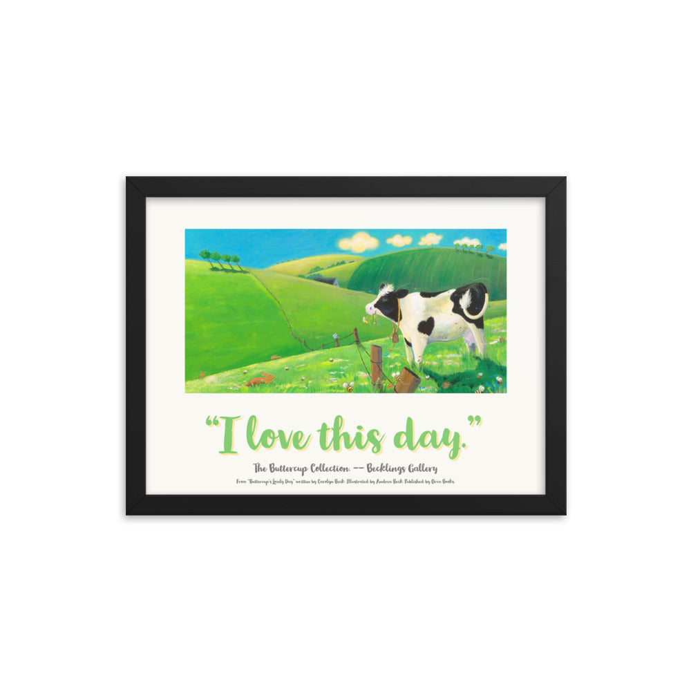 Andrea Lynn Beck, Buttercup's Lovely Day Poster, From "I Love Series" Pastoral cow in field.