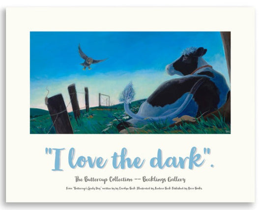 Mindfulness Cow Poster, children's poster, art print. Andrea Beck,