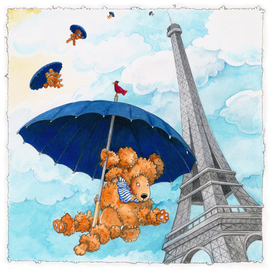 Original Art - Pierre in the Air - Floating Over Paris.