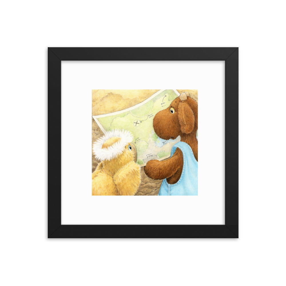 Nursery Art. Framed. Elliot Moose and map