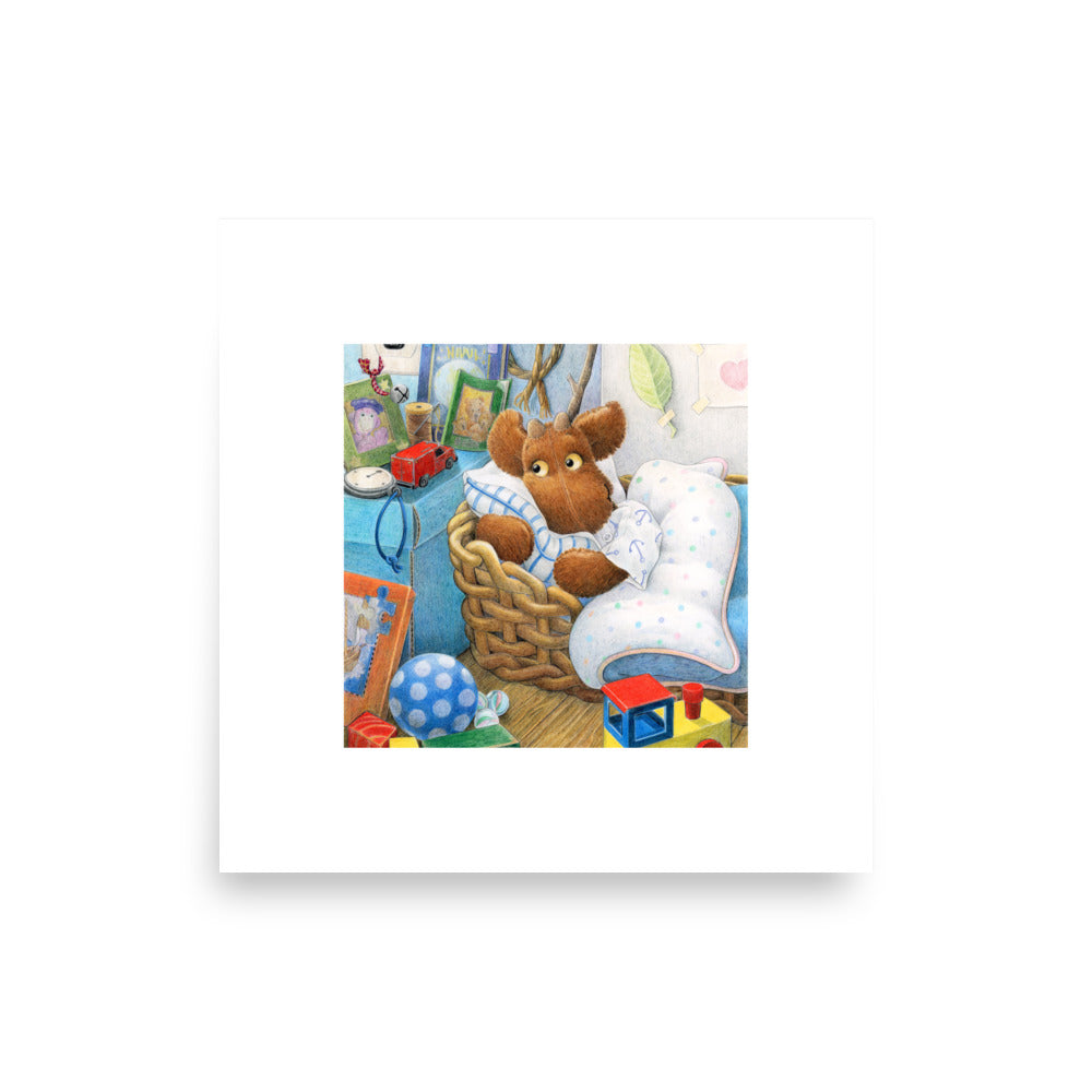 Elliot Moose by Andrea Beck. Nursery art for nursery decor.