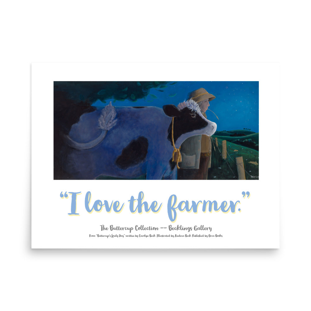 Mindfulness cow poster , I Love the Farmer, Andrea Lynn Beck